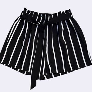 Black and White Striped Women's Shorts